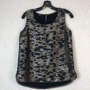Lafayette 148 New York Womens Sleeveless Metallic Gold Top SIZE SMALL
